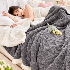 Frazada Trenzada Borreguito 2.00x2.20 m Plush Sherpa