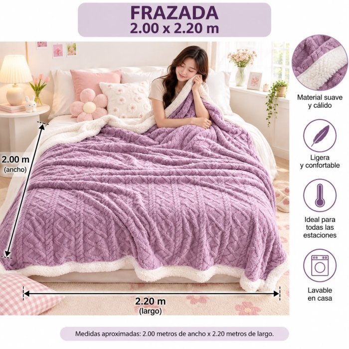 Frazada Trenzada Borreguito 2.00x2.20 m Plush Sherpa