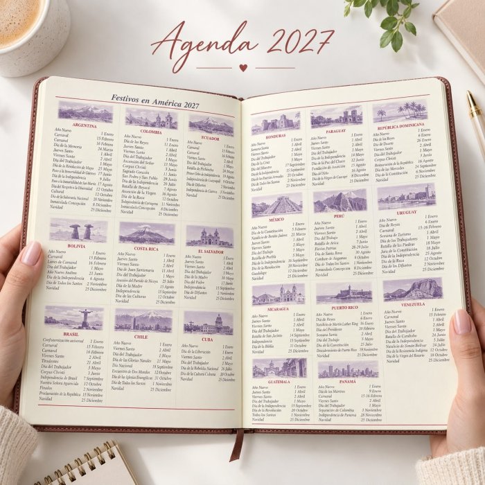 Agenda 2027 en Español con Porta Bolígrafo Integrado