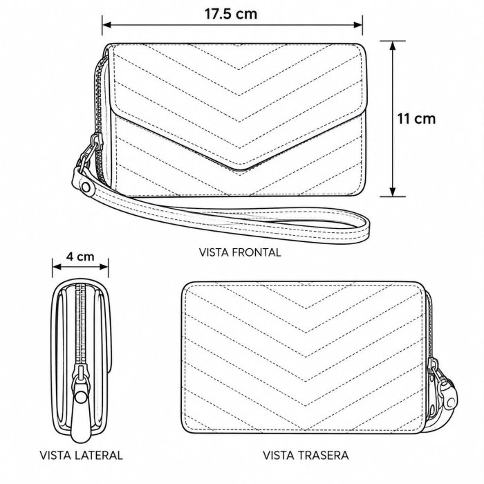 Cartera para Dama Elegante y Funcional 17.5 cm
