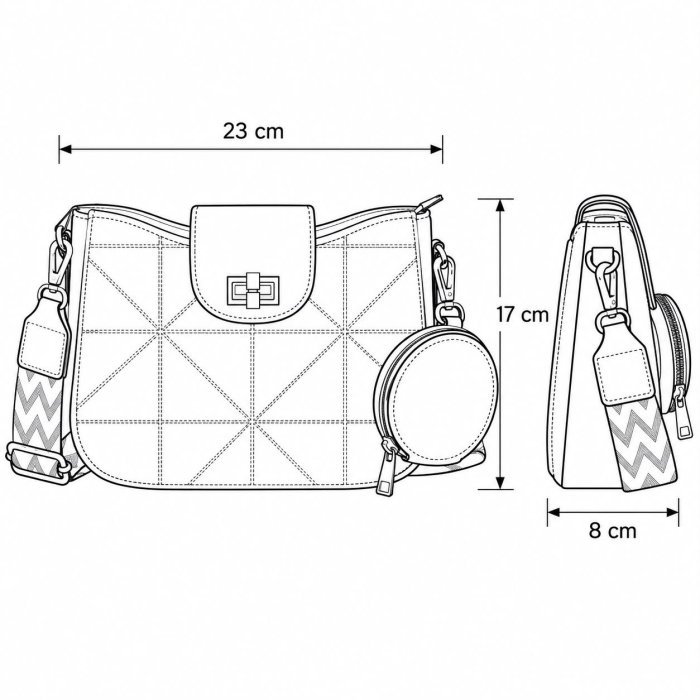 Crossbody Dama con Monedero y Correa Ancha 23x8x17 cm