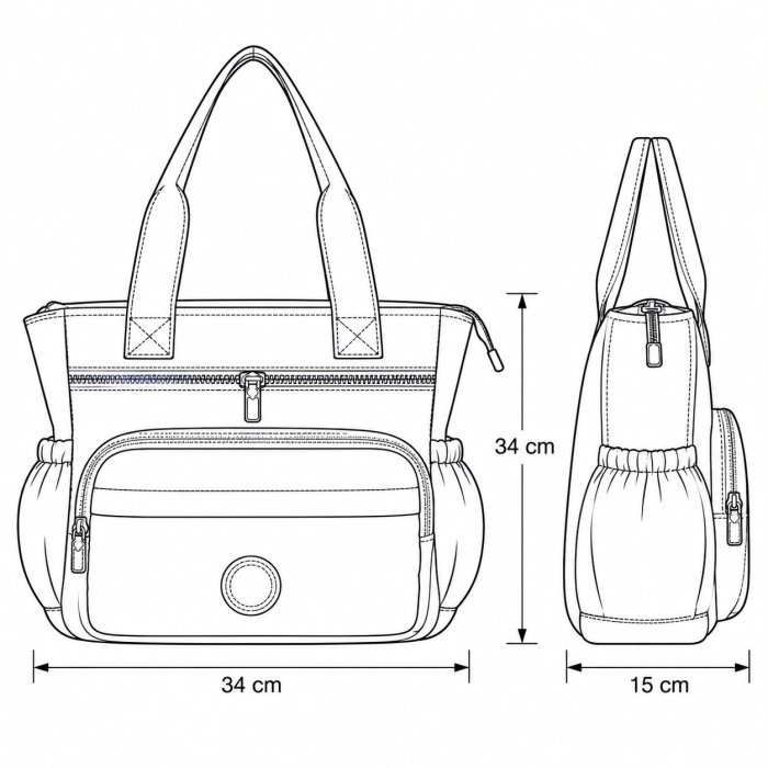 Bolsa Tipo Pañalera Multifuncional 34x15x34 cm