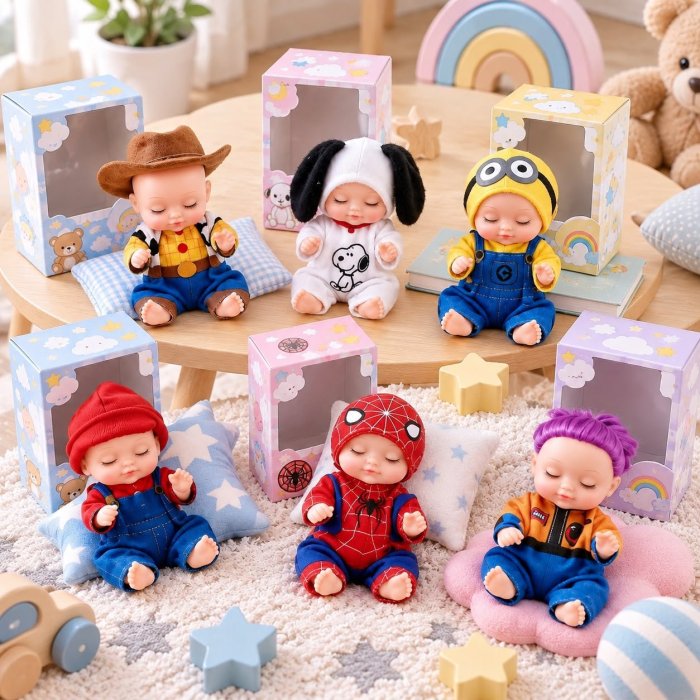 Set 6 Muñecos Bebé Recién Nacidos 12 cm