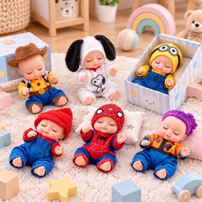 Set 6 Muñecos Bebé Recién Nacidos 12 cm