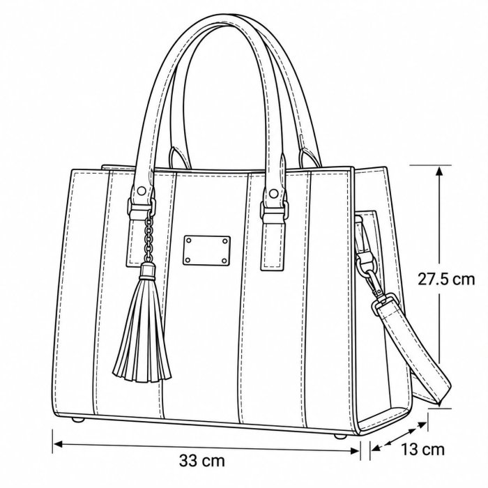 Bolsa Dama Bicolor con Borla y Correa 33x13x27.5 cm