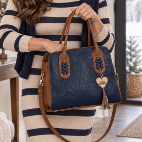 Bolsa Dama Elegante con Grabado y Correa Removible