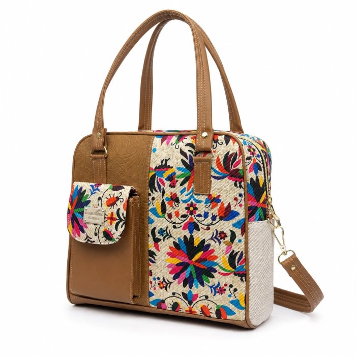 Bolsa Dama Floral con Bolsillo Frontal 30x10x27 cm