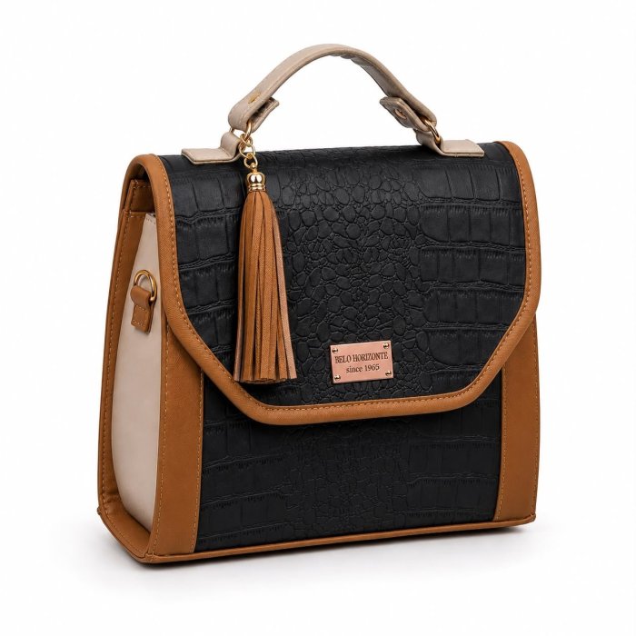 Bolsa-Mochila Dama Convertible con Textura Tipo Cocodrilo