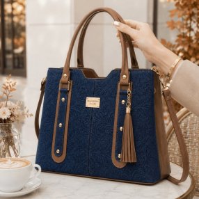Bolsa Dama Ejecutiva Texturizada con Borla 37x12x28 cm