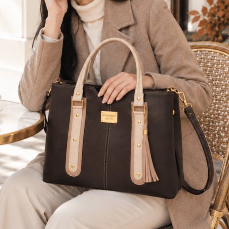 Bolsa Dama Ejecutiva Texturizada con Borla 37x12x28 cm