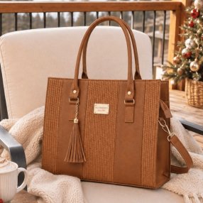 Bolsa Dama Bicolor con Borla y Correa 33x13x27.5 cm