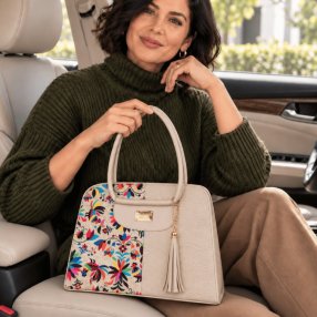 Bolsa Dama Floral con Correa Larga 33x13x25 cm