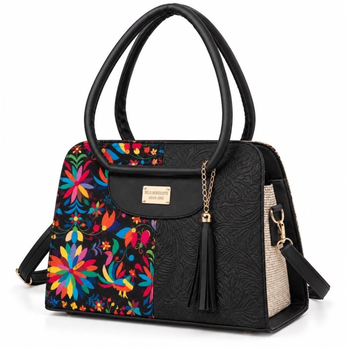 Bolsa Dama Floral con Correa Larga 33x13x25 cm