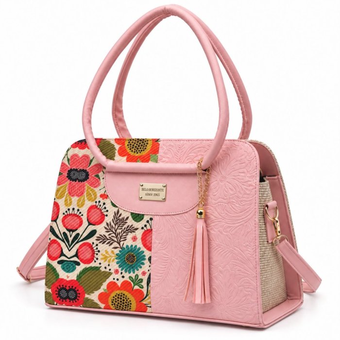 Bolsa Dama Floral con Correa Larga 33x13x25 cm
