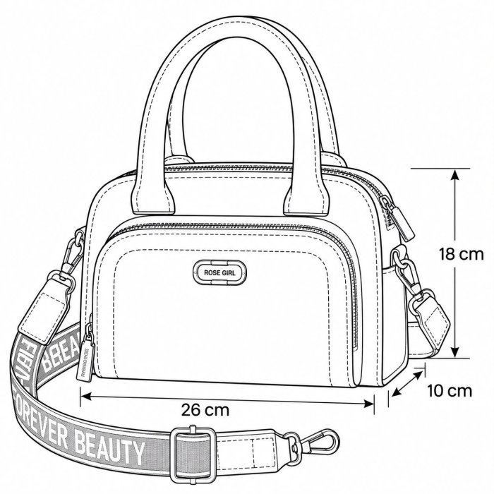 Crossbody Media Luna Dama con Correa Ancha 26x10x18 cm