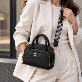 Crossbody Media Luna Dama con Correa Ancha 26x10x18 cm