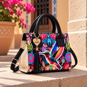 Bolsa Mediana Artesanal con Mariposa 29x10x22 cm