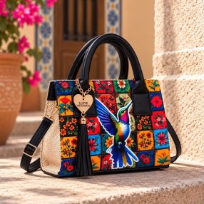 Bolsa Mediana Artesanal con Mariposa 29x10x22 cm