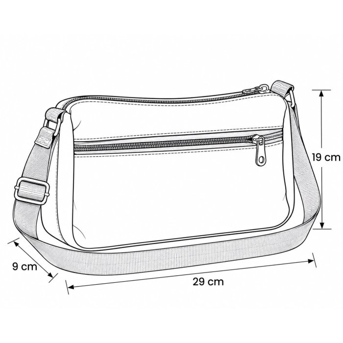 Crossbody Dama Ligera con Correa Ancha 29x9x19 cm