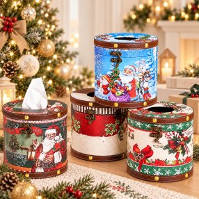 Bote Navideño para Pañuelos 14x14 cm – Diseños Surtidos