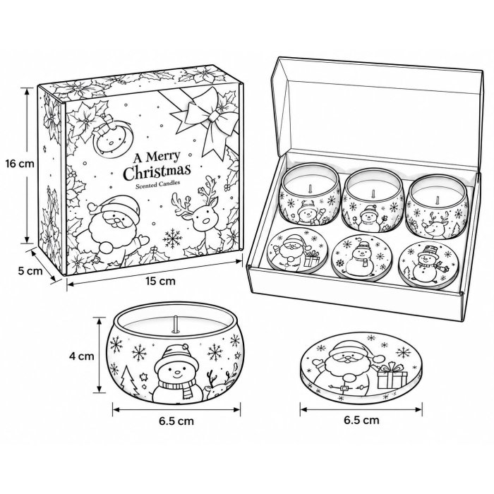 Set de 4 Velas Aromáticas Navideñas con Caja de Regalo