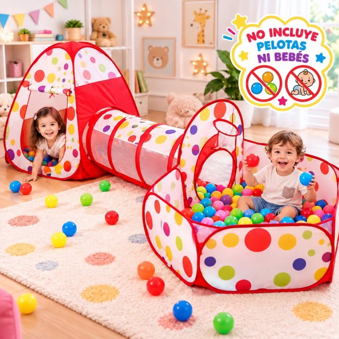 Juego Didáctico Infantil 3 en 1 con Iglú, Túnel y Alberca