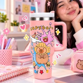 Termo capibara 1200 ml con Asa y Popote