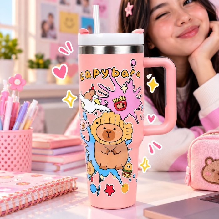Termo capibara 1200 ml con Asa y Popote