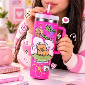 Termo capibara 1200 ml con Asa y Popote
